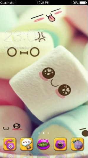 c launcher themes Marshmallow Candy Face Theme