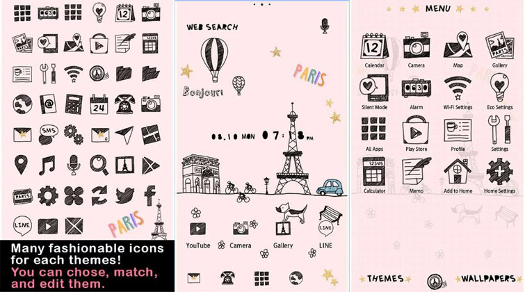 tema android lucu cute theme little paris