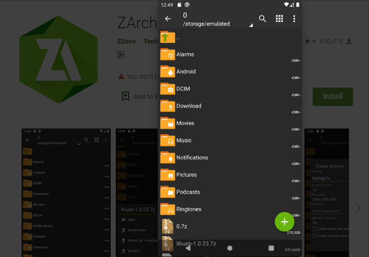ZArchiver Android