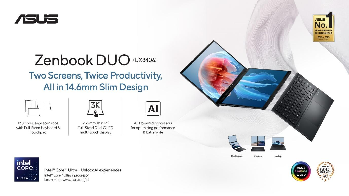 ASUS Zenbook DUO, Laptop Dual-Screen OLED Terbaik di Dunia