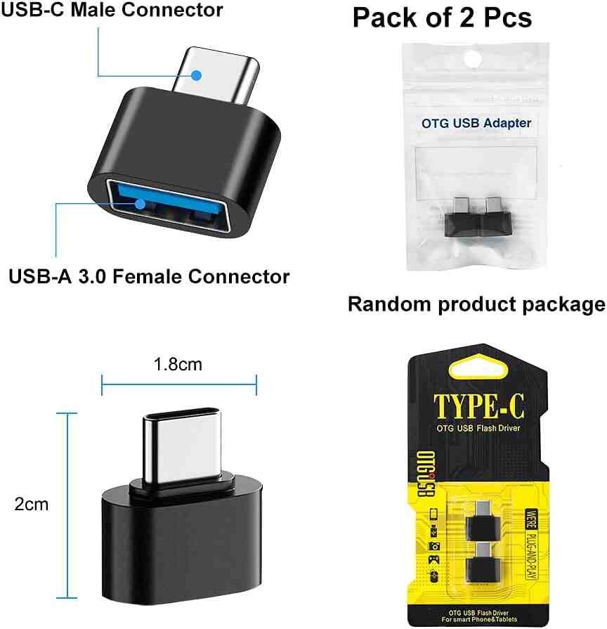 BORLTER CLAMP Adattatore USB C a USB 3.0 (2 Pezzi), Adattatore Tipo C a USB-A OTG Compatibile con MacBook, USB-C Smartphone e Tablet e Altri Dispositivi USB Tipo C (Nero e Oro